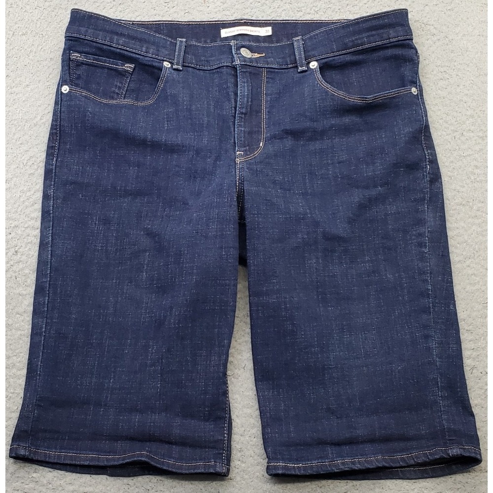 Levi's Classic Bermuda Shorts Womens 31 Blue Denim Red Tab Dark Wash 5-Pockets